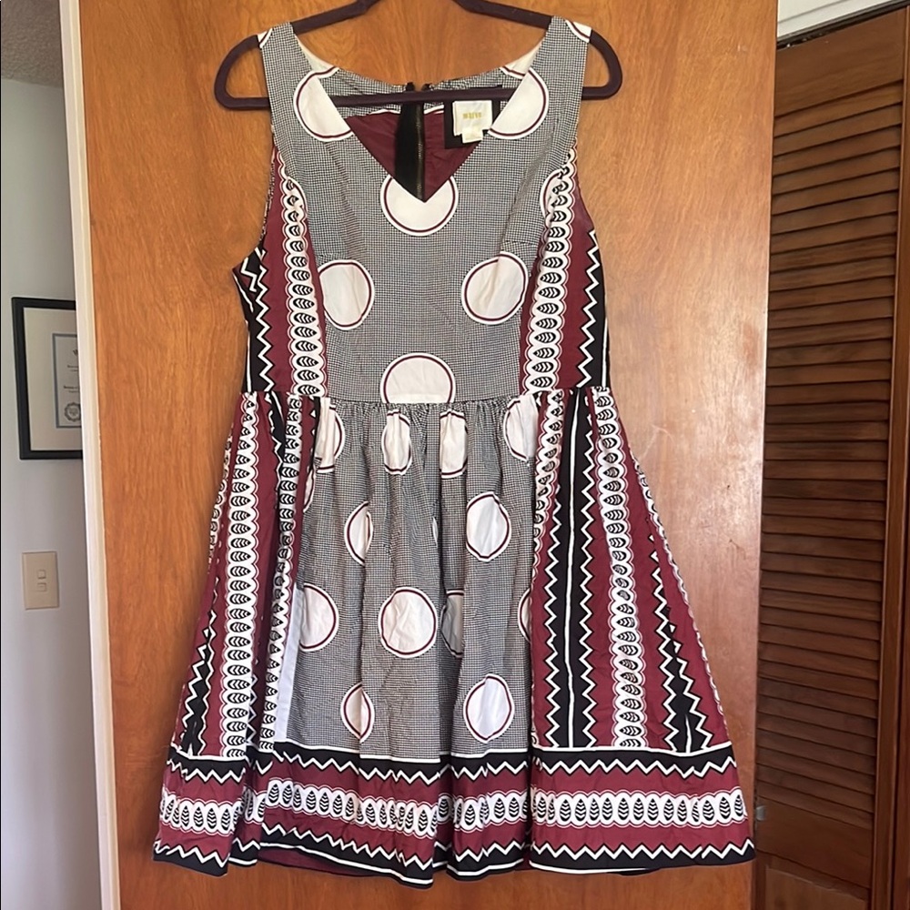 Maeve Gray and White A-Line Sundress